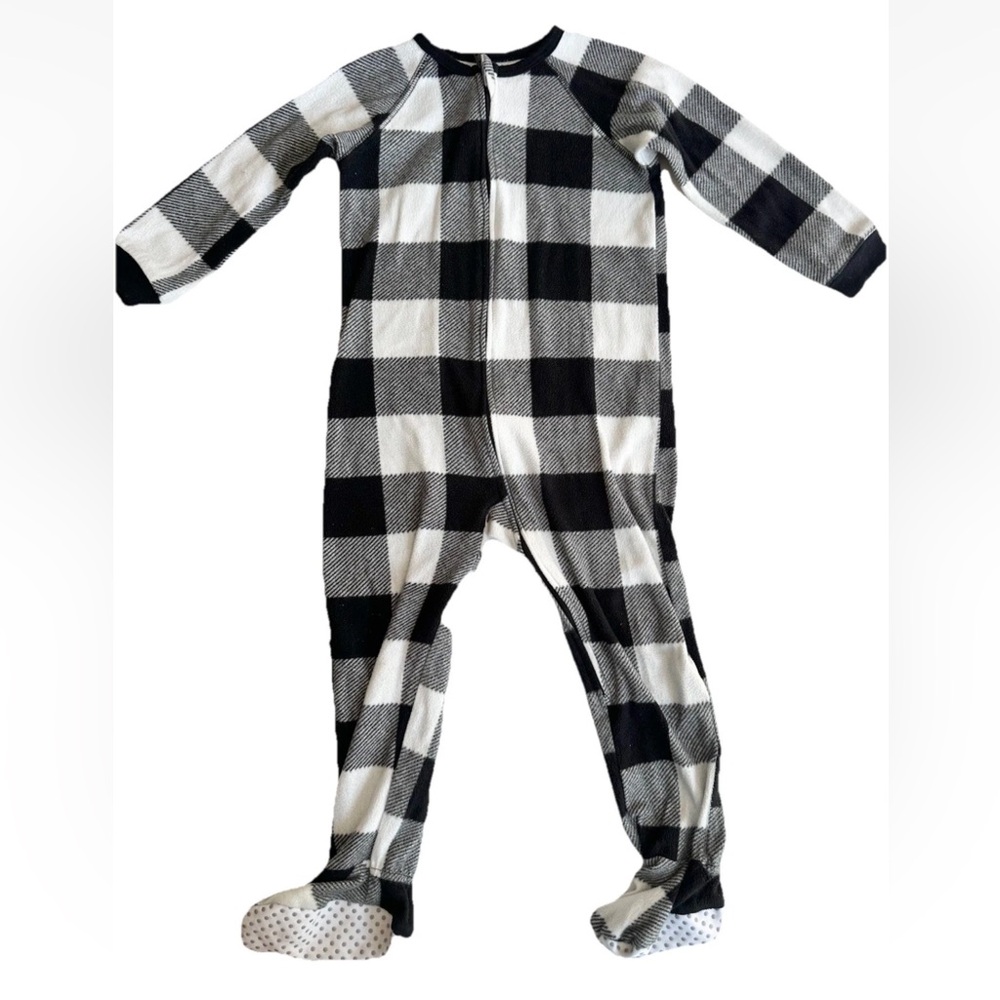 The Children's Place 3T PJ Plaid Pajamas Long Sleeve One Piece Black Footed Zip